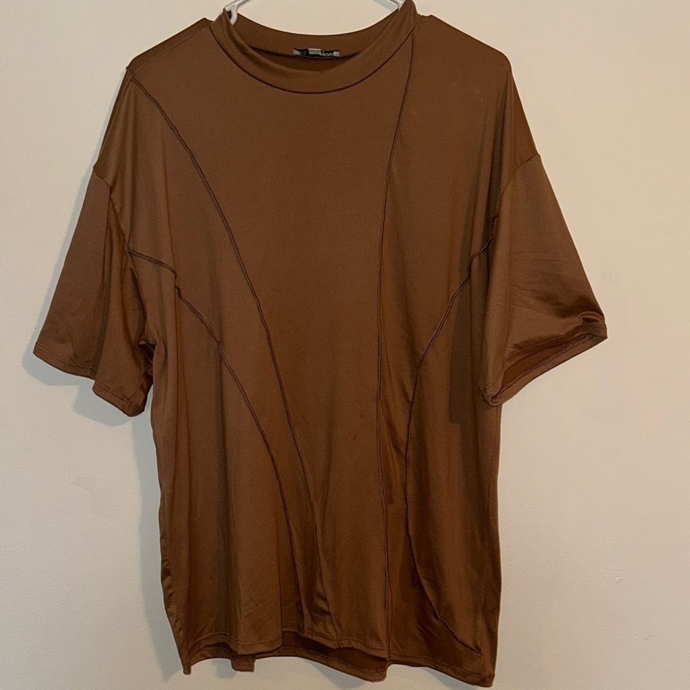 Fashion Nova Pink/Brown Oversized Tee